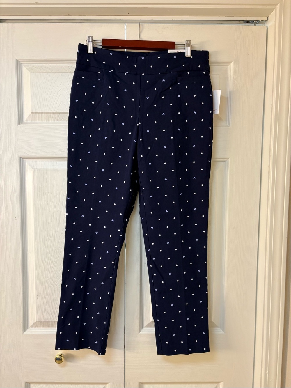 Women’s Navy Heart Print Stretch Pants